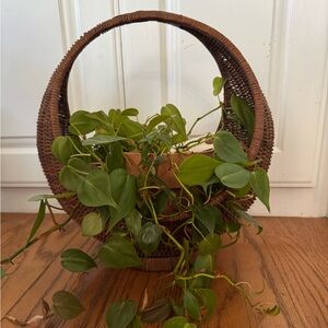 Vintage Boho Brown Woven Basket